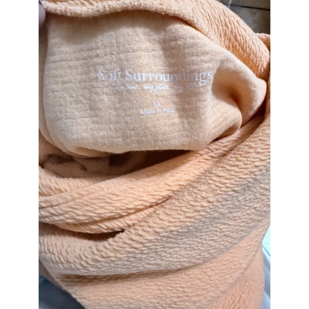 Soft‎ Surroundings 1X Peach Textured Cowl Neck Tunic Sweater Top Cozy